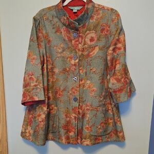 April Cornell Multicolor Floral Button Down Jacket